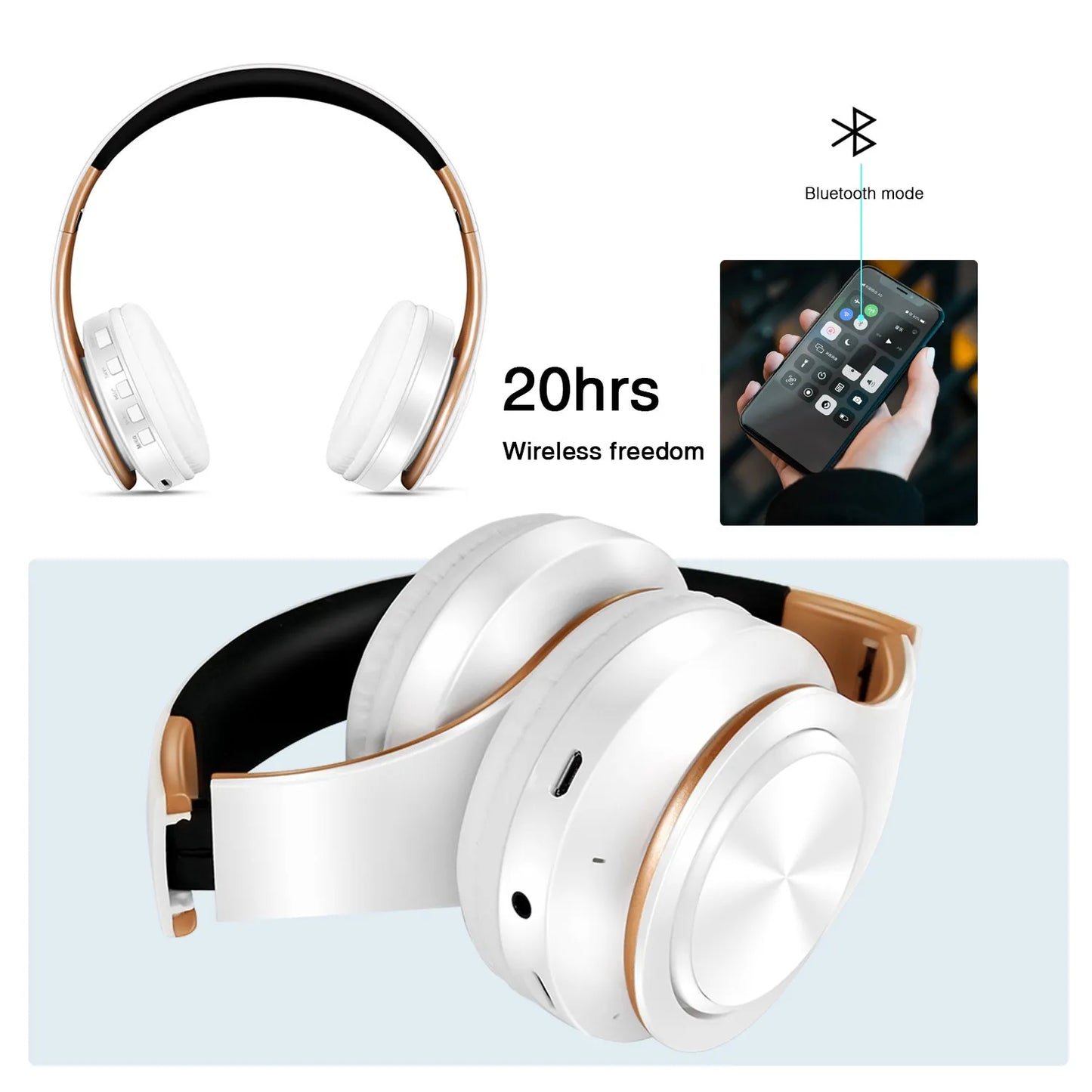 Stereo Wireless Headphones Bluetooth Headset with Mic SD Card Slot for Girls - Samsung Sport Style - 20 Hours Playtime