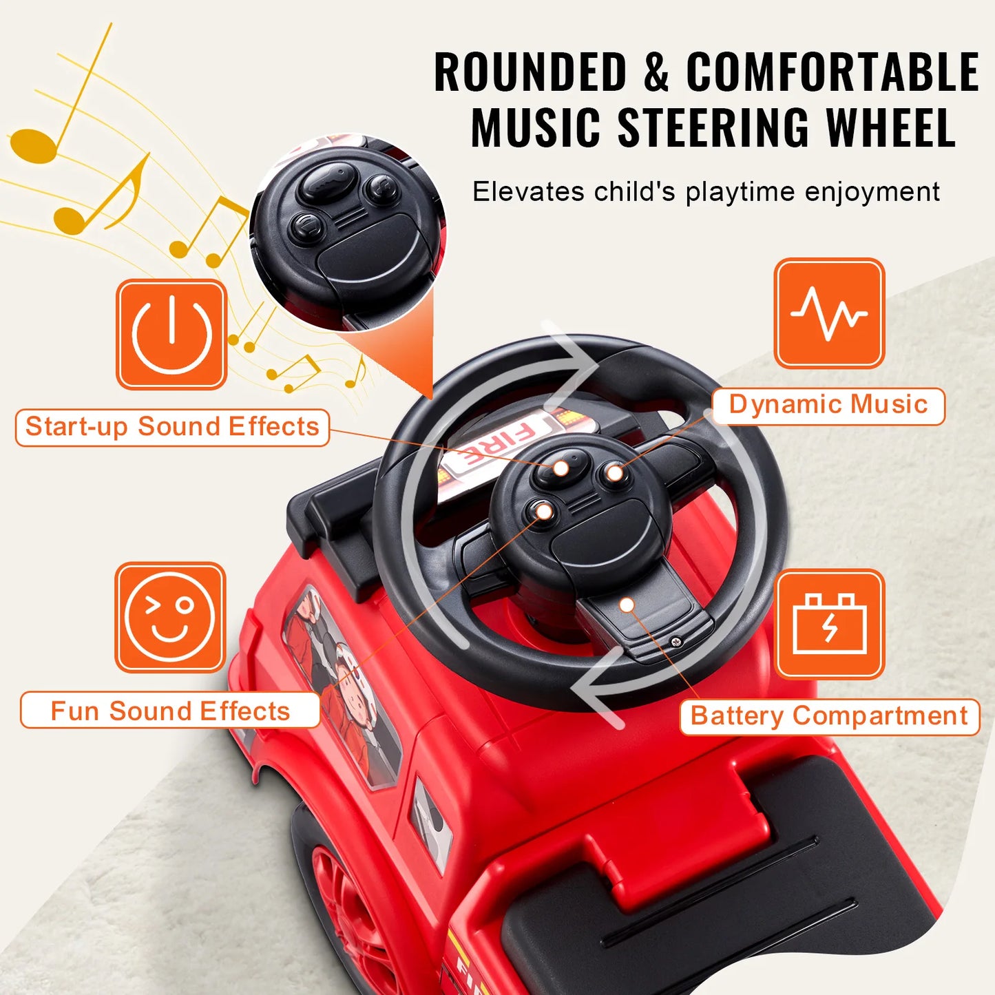SucceBuy Ride On Push Car Kids Ride On Car with Music Steering Wheel & Under Seat Storage for Toddlers Ages 3-12 Ride Racer