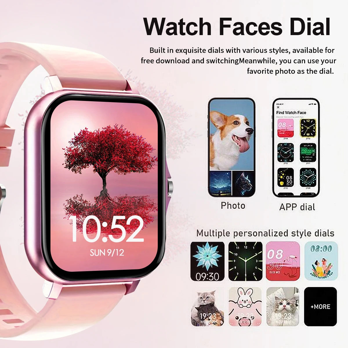 HOT 2025 Smart watch, Bluetooth calls, message reminders, custom dial wallpaper, compatible with Android and iPhone