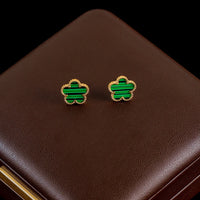 Stainless Steel White Plum Blossom Plant Leaf Flower Set Reversible Necklace Earrings Bracelet Women Clover Jewelry