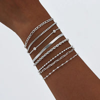 Women Chain Bracelet Silver Color, Stainless Steel Link Stackable Bracelets, Layered Fashion Accessories Gifts
