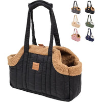Small Dog Carrier Purse, Winter Fleece Warm Dog Tote Bag Carrier with Secure Harness Clip for Puppy Kitten, Waterproof Pet Trave