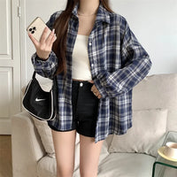 Versatile Button Trendy Outerwear 2026 Thickened Woolen Plaid Shirt Women Loose Mid-Length Autumn Winter New Blouse