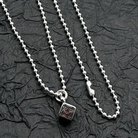 S925 Sterling Silver Retro Old Ring Dice Pendant Necklace European and American Men and Women Niche