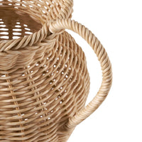 9 Inch Faux Wood Rattan Pitcher Vase Decorative Woven Design Home Decor Dried Flowers Plant Display Entryway Living Room