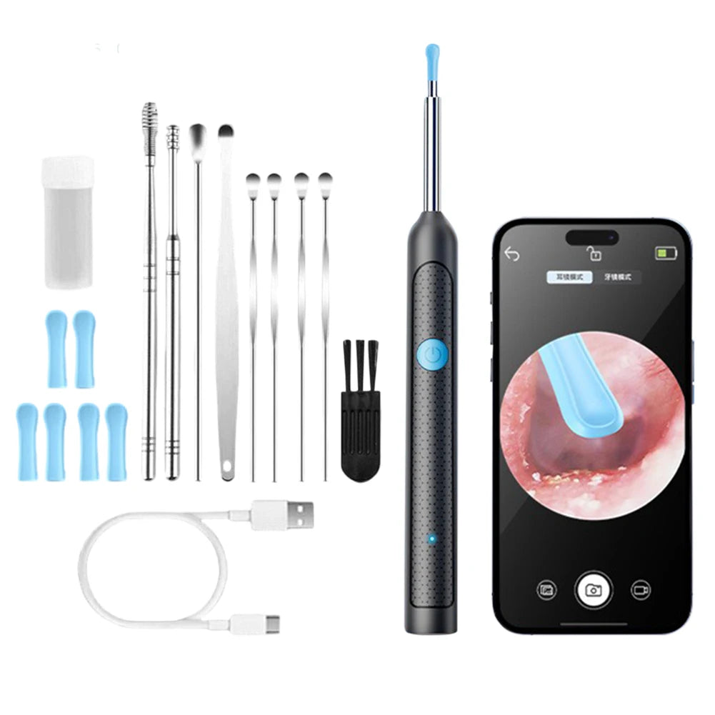 Smart Visual Ear Cleaner Rechargeable Ear Picker Health Care Set (Black 9PCS)