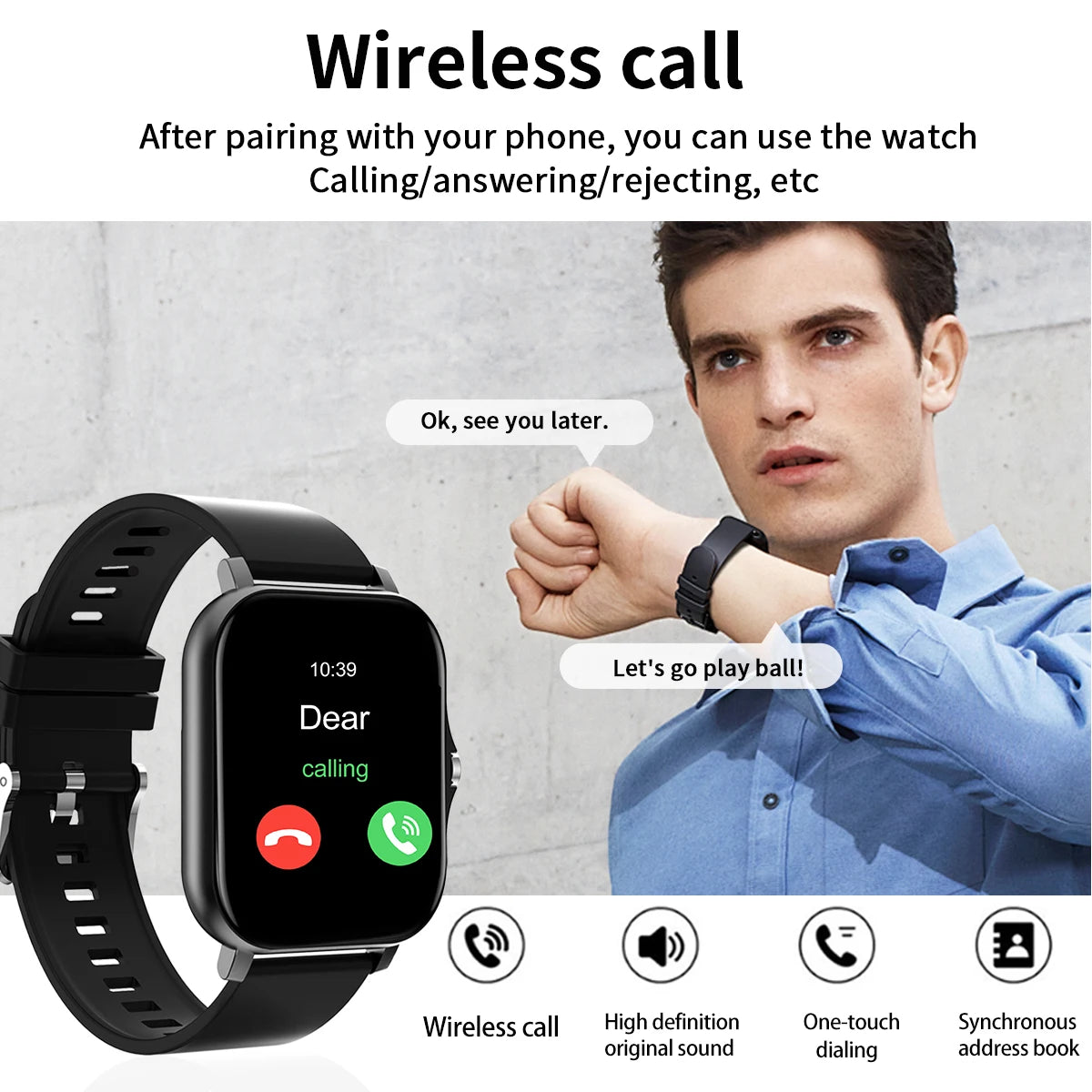 HOT 2025 Smart watch, Bluetooth calls, message reminders, custom dial wallpaper, compatible with Android and iPhone