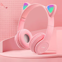 Gaming Headset Glow Light Bluetooth-Compatible Helmets Stereo Bass Over-Ear Headsets Cute Sports Headphones for Kids and Adult