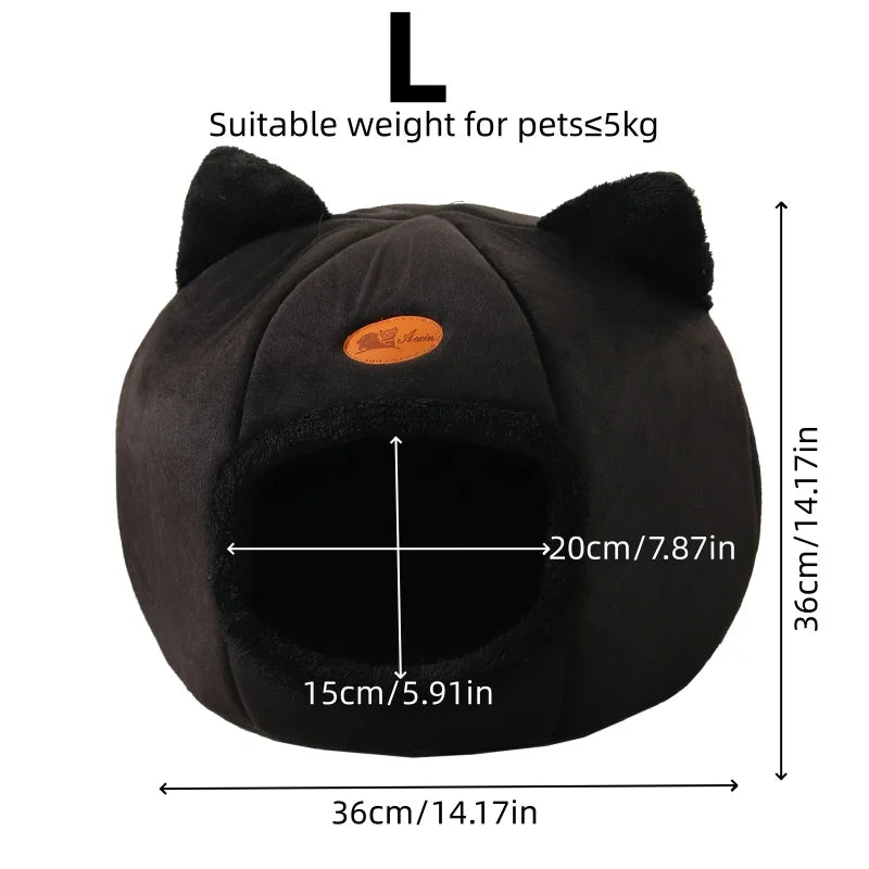 BOOTEELY Black New Deep Sleep Comfortable Winter Cat bed Small mat Basket Puppy House products Pet tent Comfortable Cave