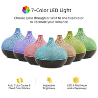 550ml Ultrasonic Humidifier with 7 Colors LED Lights Aromatherapy Essential Oil Diffuser  Water Tank