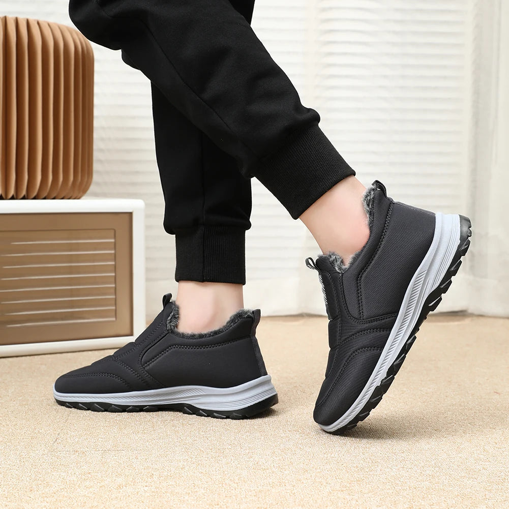 Warm Walking Shoes Lightweight Thermal Ankle Boots Non-slip Slip On Sneakers Winter Thick Fur Shoes for Outdoor Sports
