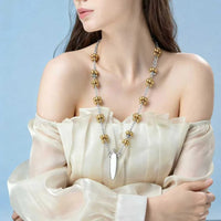 ZA Light Luxury Cold Wind Alloy Water Drop Pendant Unique Flower Chain Necklace Autumn and Winter Women's Models