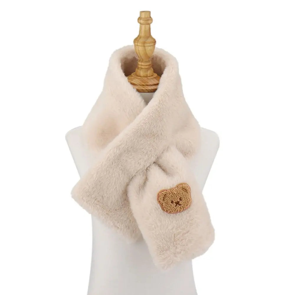 Winter Women Plush Scarf Soft Faux Rabbit Fur Snood Scarves Solid Color Neck Collar Cartoon Bear Girl Neckerchief Warmer Stuff