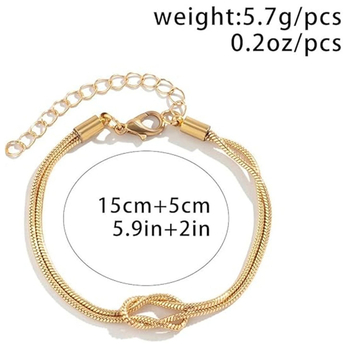 Love Knot Bracelets Gold Plated Dainty Snake Chain Couple Friendship Bracelet for Jewelry Gifts