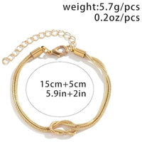 Love Knot Bracelets Gold Plated Dainty Snake Chain Couple Friendship Bracelet for Jewelry Gifts