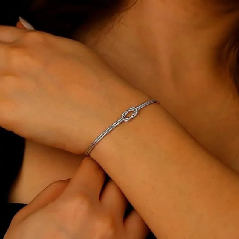 Love Knot Bracelets Gold Plated Dainty Snake Chain Couple Friendship Bracelet for Jewelry Gifts