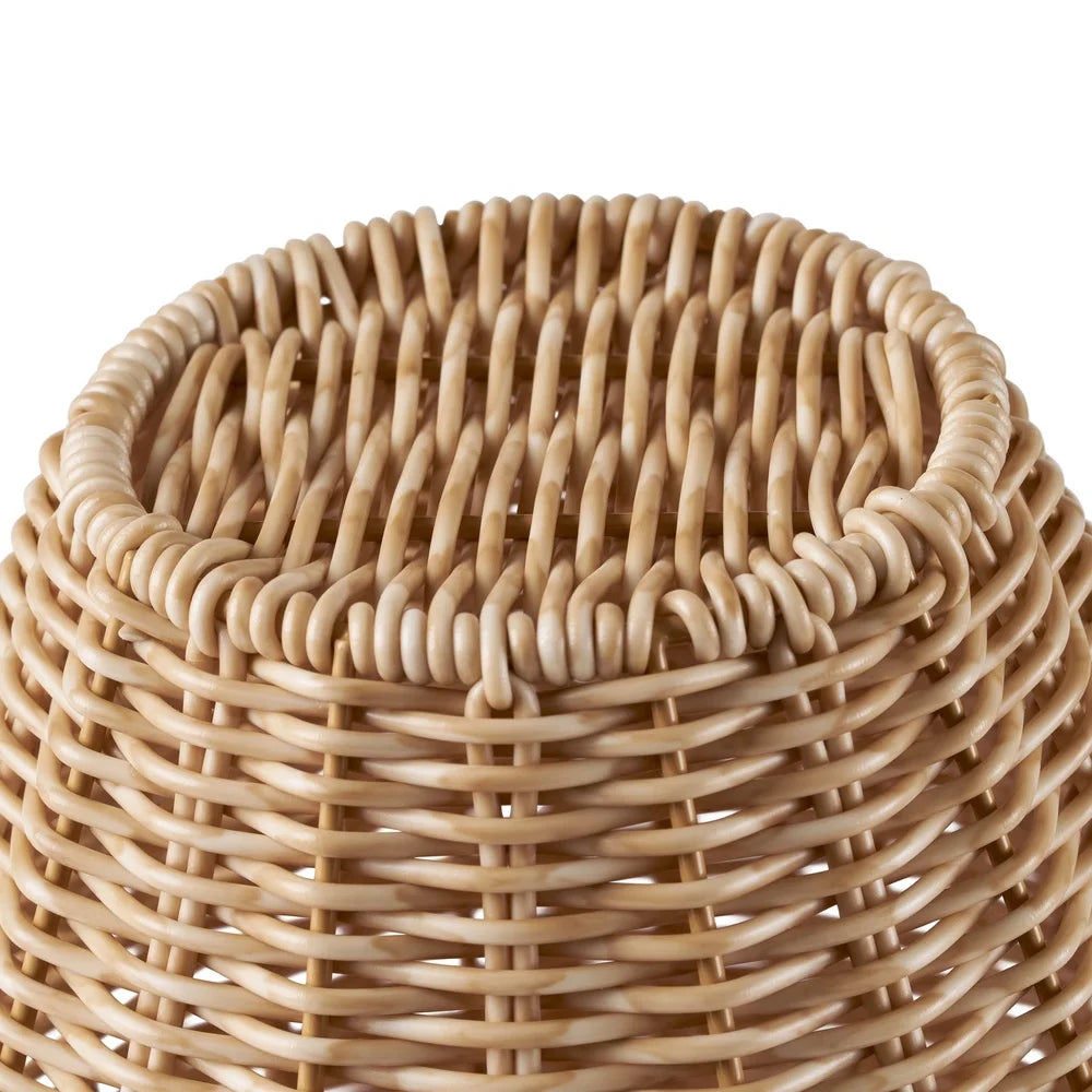 9 Inch Faux Wood Rattan Pitcher Vase Decorative Woven Design Home Decor Dried Flowers Plant Display Entryway Living Room