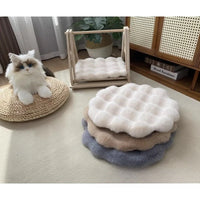 Rabbit Plush Cat Nest Cushion Doghouse Sleep Round Seat Cushion Pet Bed Sleep Wool Pad Autumn and Winter Warm Cat Floor Mat