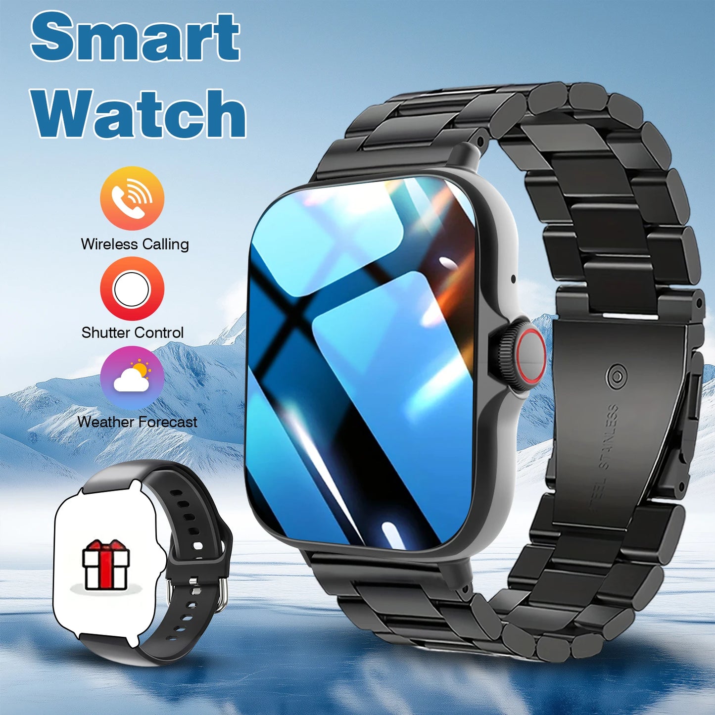 Outdoor sports smartwatch, wireless calling, information reminder, wallpaper change, men's and women's multifunctional sports wa