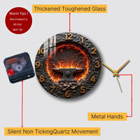 Tempered Glass Wall Clock Clock With Anvil Lava Fire Suitable For Wall Decor or Tabletop Display Anywhere