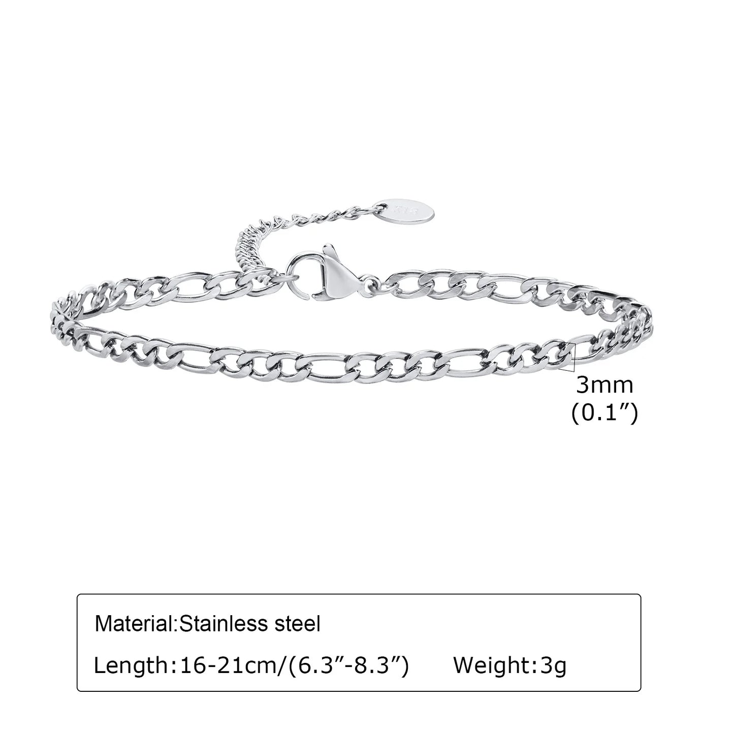 Women Chain Bracelet Silver Color, Stainless Steel Link Stackable Bracelets, Layered Fashion Accessories Gifts