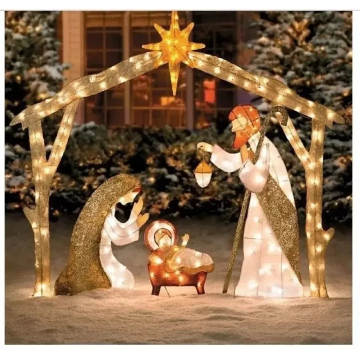 5.5 ft Lighted Outdoor Nativity Scene – Waterproof LED Christmas Yard Decor for Holiday and Seasonal Display