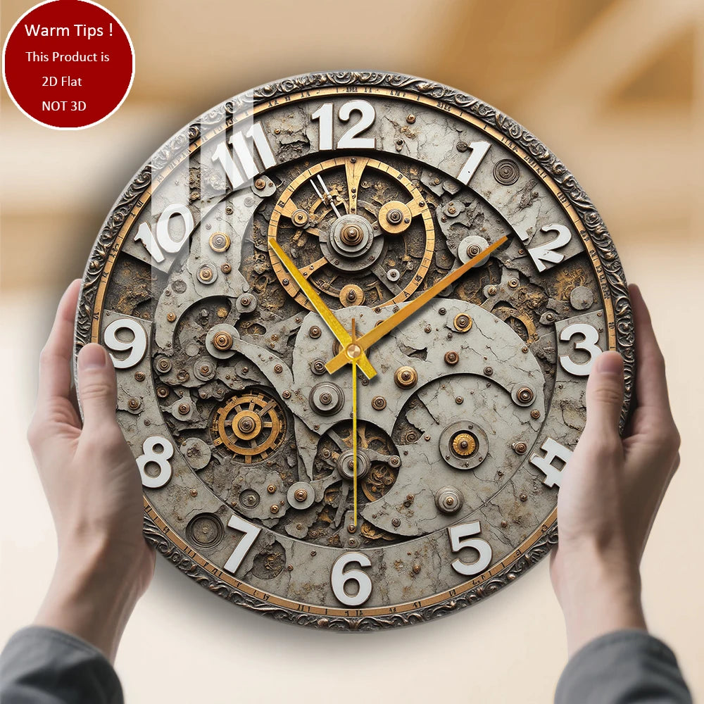 Tempered Glass Wall Clock Antique Gear Clock Face Suitable For Wall Decor or Tabletop Display Anywhere