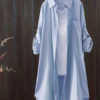 Casual Loose Oversized Shirt Linen Solid Long Shirts Korean Fashion Midi Shirts & Blouses Women Clothing Plus Size Tops