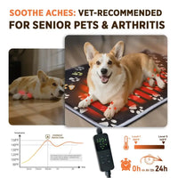 Pet Heating Pad, Waterproof Dog Heating Pad Mat for Cat with Durable AntiBite Tube Indoor for Puppies Dogs Cats 1 Pack Black, 24