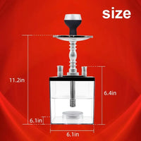 HOT 2 Hose Hookah – Square Hookah Chicha Set with Everything, Travel Hookah Kit with LED Lights and Portable Bag（Black）