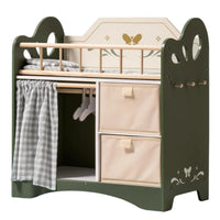 Robotime robud Baby Doll Bed with Storage and Bedding ice Gift of Doll Beds for 18 Inch Dolls to Children for Girls Green