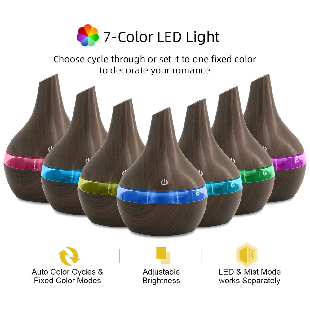 Smart Aromatherapy Humidifier with 7 Mood Lights & Remote - 300ml Large Capacity Diffuser With Silent Night Mode for Home/Office