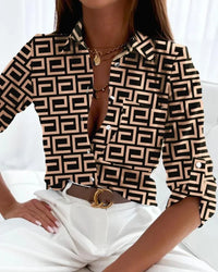 Casual New Long Sleeve Lapel Slim Tops Women Fashion Commute Chic Clothes Blusas Office Ladies Multicolor Printed Blouses Shirts