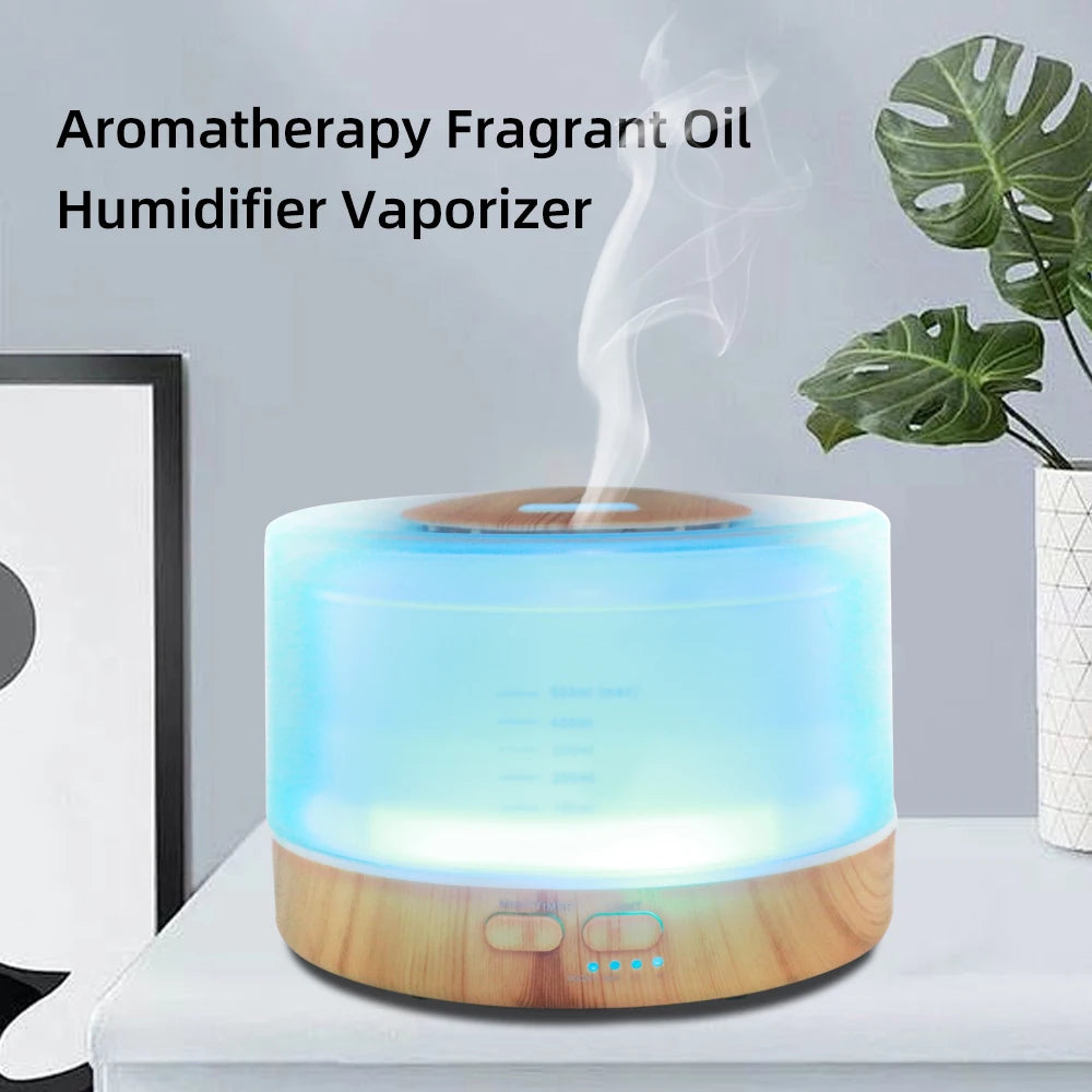 500ml Aromatherapy Essential Oil Diffuser Set with 6 Therapeutic Oils, 7 Color Changing LED Lights, Ultrasonic Cool Mist, Auto S