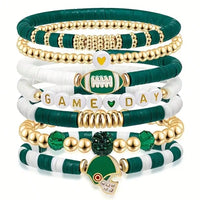 Low allergy football bead stackable bracelet set, perfect for daily wear and gatherings in autumn and winter, girlfriend gift