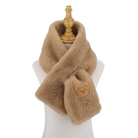 Winter Women Plush Scarf Soft Faux Rabbit Fur Snood Scarves Solid Color Neck Collar Cartoon Bear Girl Neckerchief Warmer Stuff
