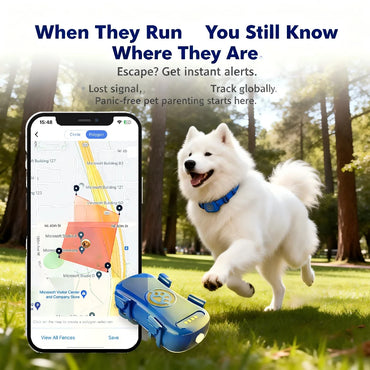 GPS Pet Tracker for Dogs Cats Real Time Tracking Unlimited Distance QR Code Anti-Lost Locator with SIM Subscription Required