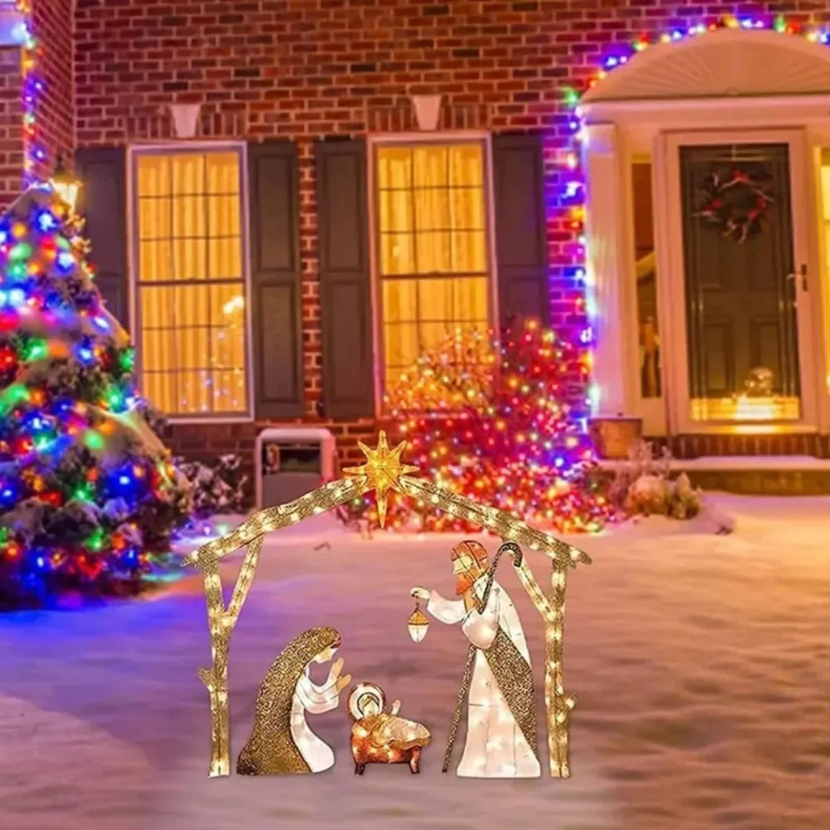 5.5 ft Lighted Outdoor Nativity Scene – Waterproof LED Christmas Yard Decor for Holiday and Seasonal Display