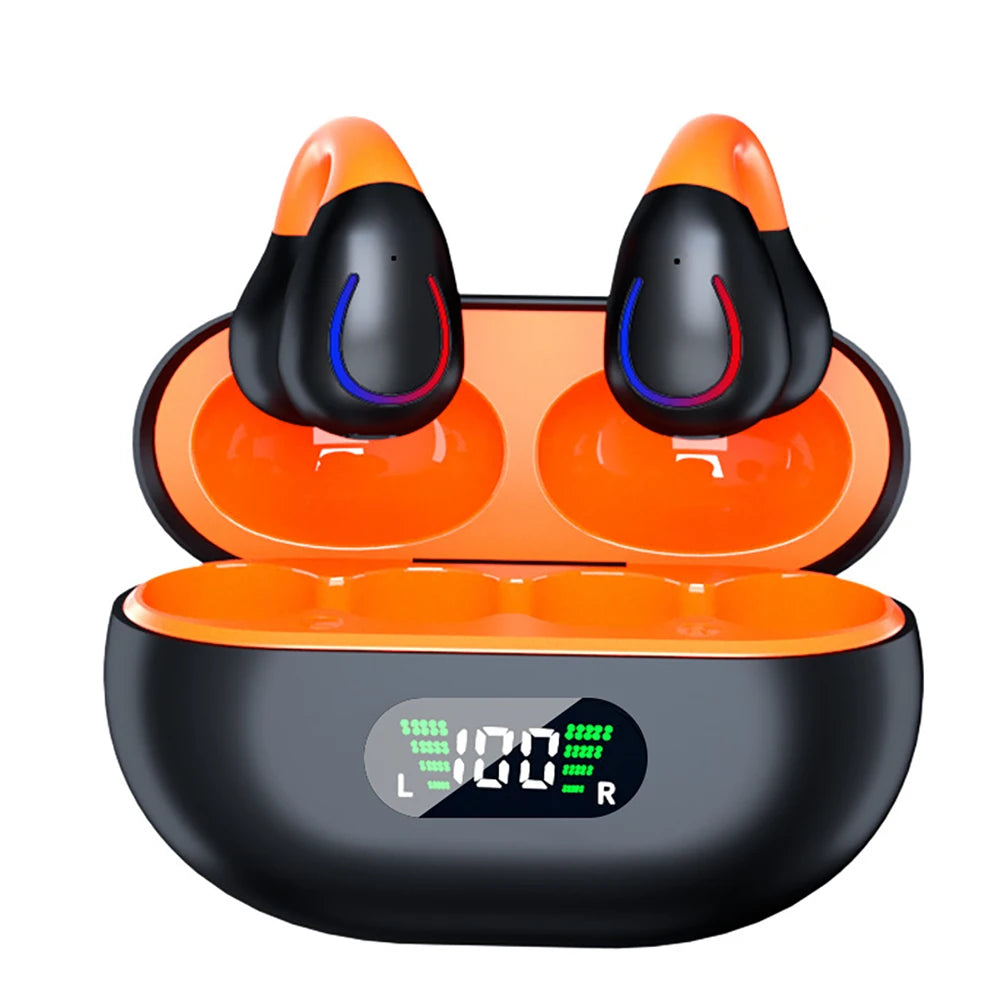 GREATWALL Wireless Bluetooth Earphones Earhook HIFI Headphones Stereo Sound Sports Headset HD Call Earbuds LED Digital Display