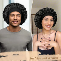 Satin Sleep Cap for Women & Men - Hair Bonnet for Curly Hair, Night Sleep Hat, Adjustable Shower Turban & Nightcap