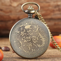 Exquisite Vintage Bronze Hollow Butterfly With Birdcage Pendant Quartz Pocket Watch with Necklace Chain Gift Men Women Clock