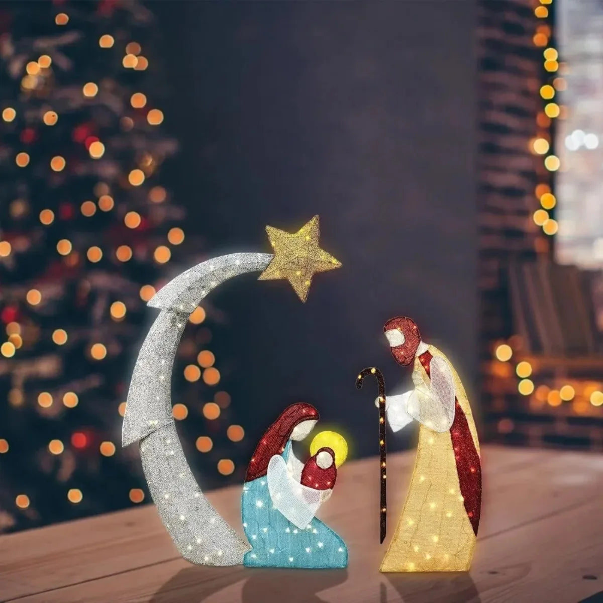 5.5 ft Lighted Outdoor Nativity Scene – Waterproof LED Christmas Yard Decor for Holiday and Seasonal Display
