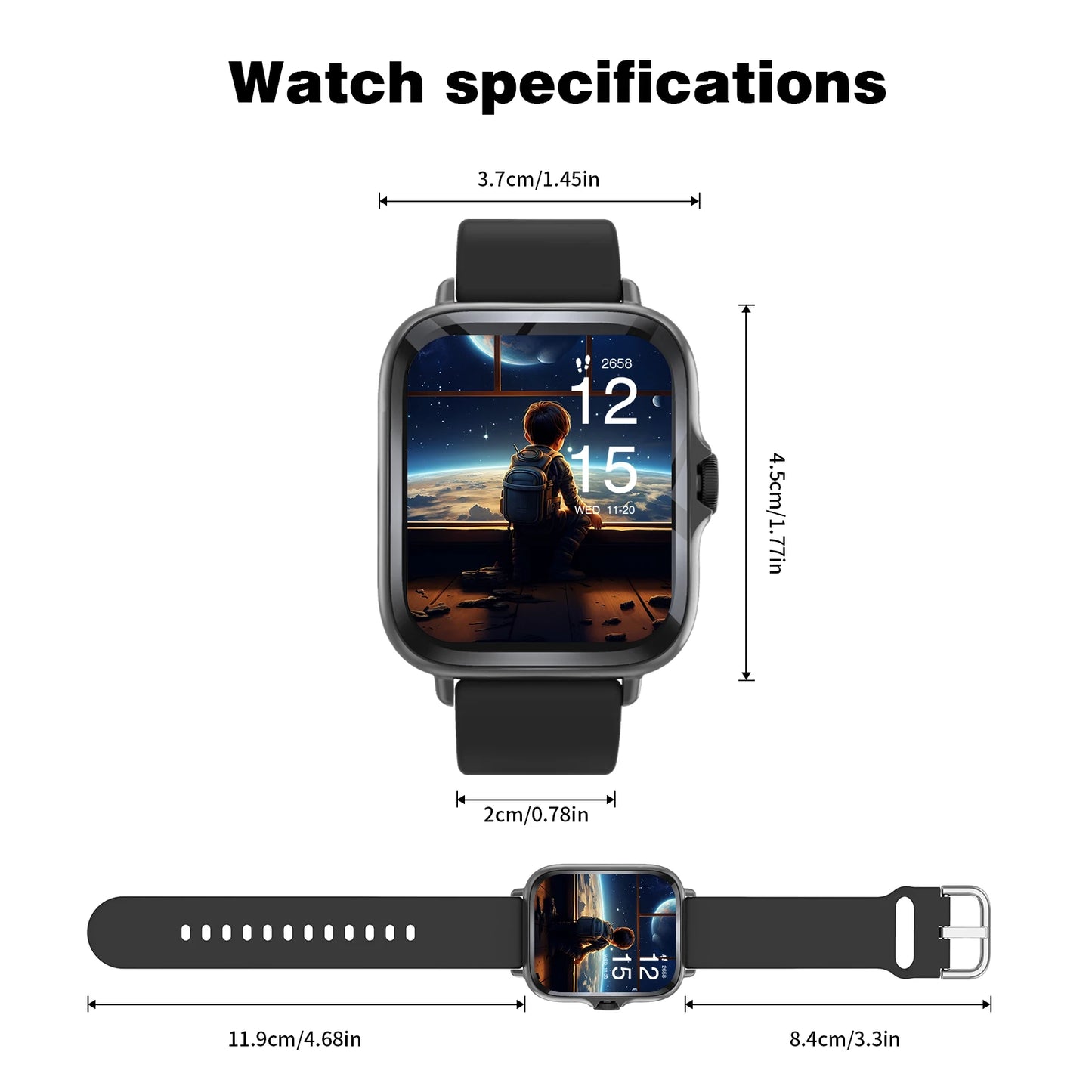 New Smart Watch, Wireless Calling, Message Reminder, Multiple Sports Modes, 1.83-Inch Full Touch Screen, Unisex