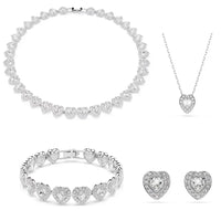 Hot Sale Good Brand Silver Color Tennis Heart-shaped sw Necklace Women's Romantic Luxury Jewelry Gifts Set