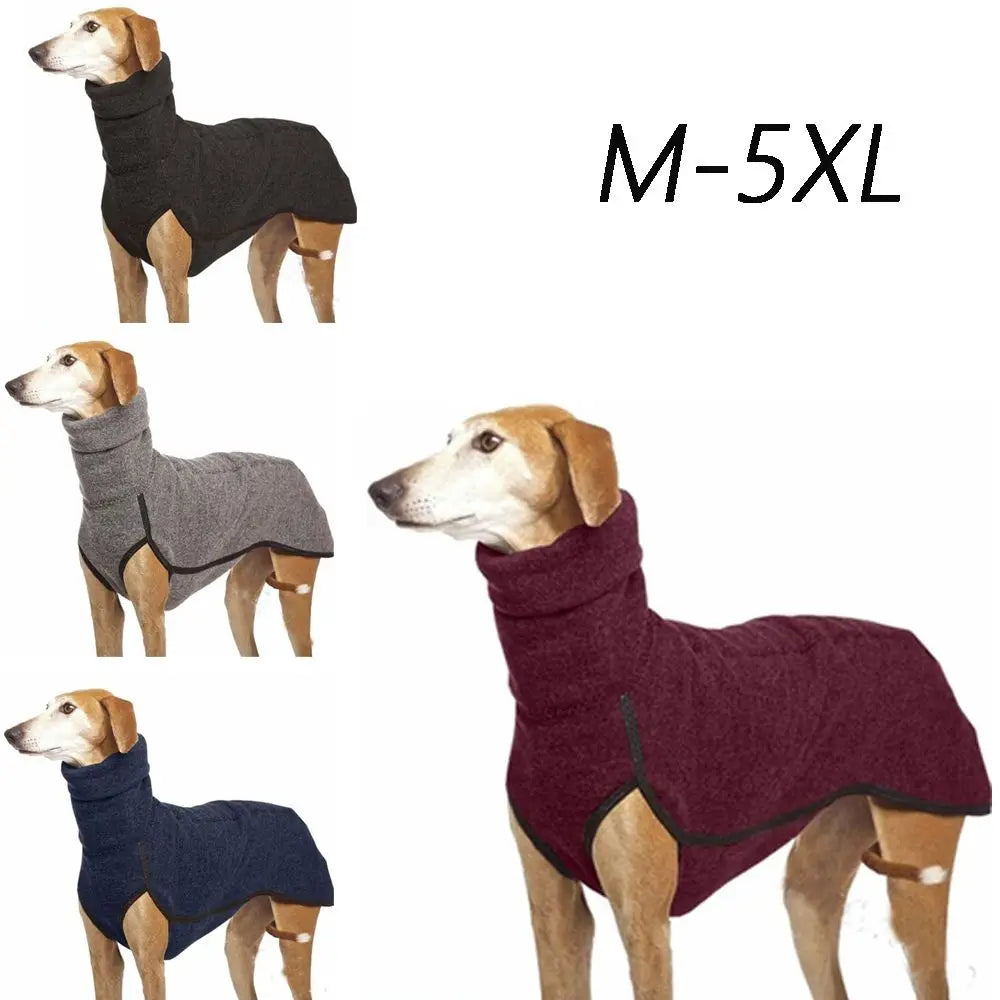 Greyhound Pitbull Winter Dog Coat - High Collar Warm Pet Hoodie, Harness Vest Integrated Thick Sweater Jacket for Large Dogs