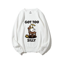 Got Too Silly Goose Graphic Cartoon Sweatshirt Urban Style Long Sleeve Streetwear Round Neck Top Sweater Boho Sweatshirt