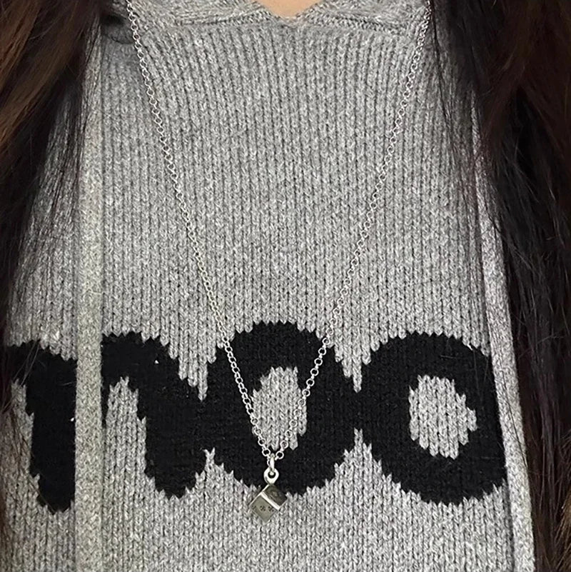 S925 Sterling Silver Retro Old Ring Dice Pendant Necklace European and American Men and Women Niche