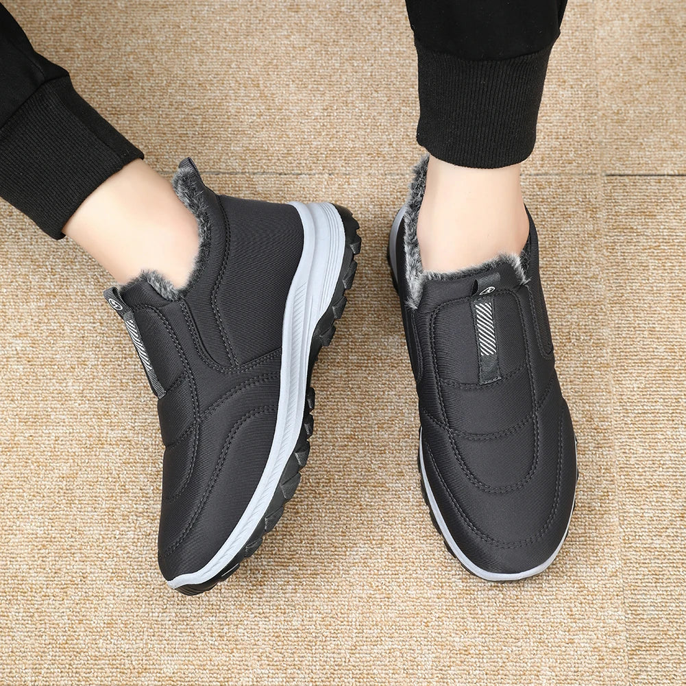 Warm Walking Shoes Lightweight Thermal Ankle Boots Non-slip Slip On Sneakers Winter Thick Fur Shoes for Outdoor Sports