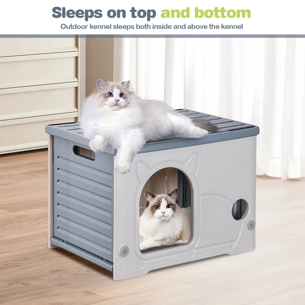 Stray Cat House Outdoor Rainproof Shelter Winter Warm Cozy Pet Cave Sleeping Beds Foldable Washable for Small Pets Supplies