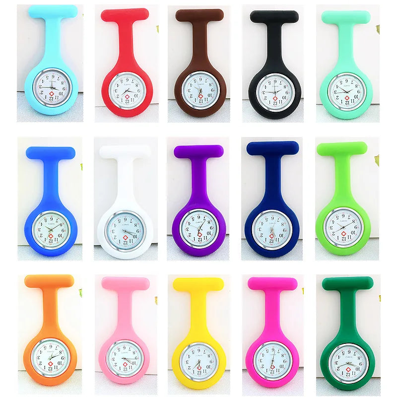 Mini Cute Pocket Watches Silicone Nurse Watch Brooch Tunic Fob Watch with Free Battery Doctor Medical Unisex Watches Clock